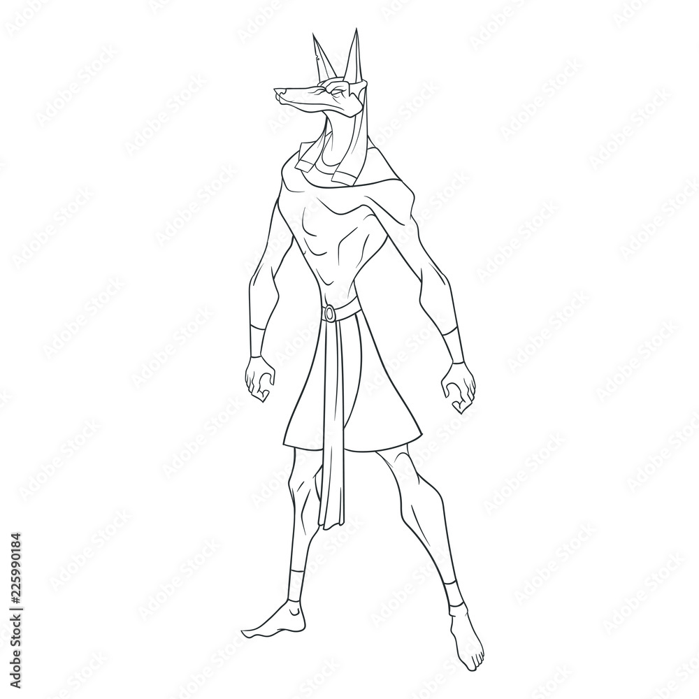 Fototapeta premium Silhouette of egyptian god Anubis