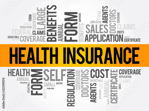 Health Insurance word cloud collage, healthcare concept background