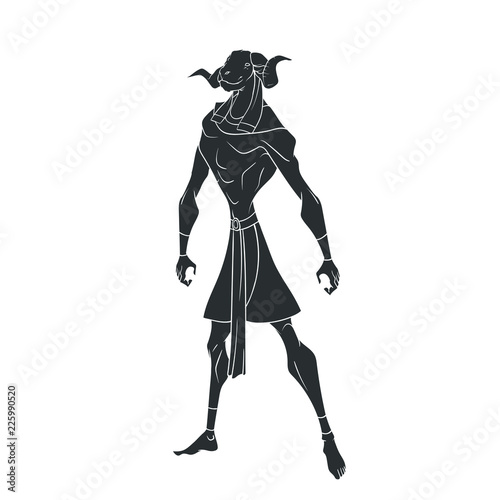 Black outline drawing of the Egyptian god of water on white background