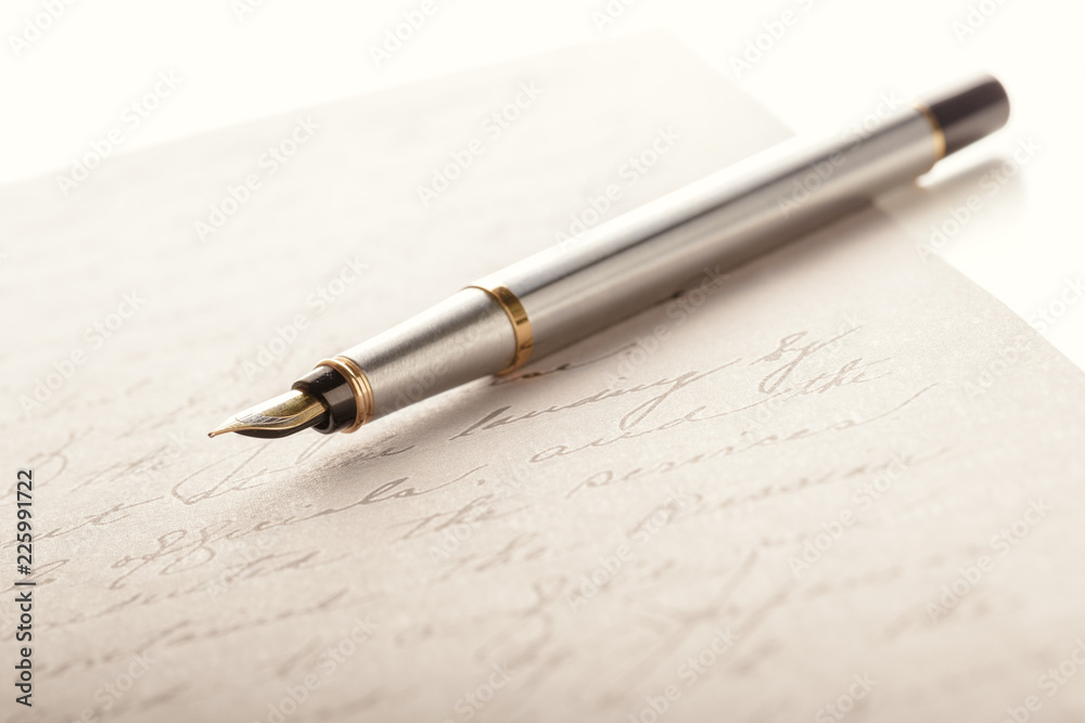 Fountain Pen on Written Page