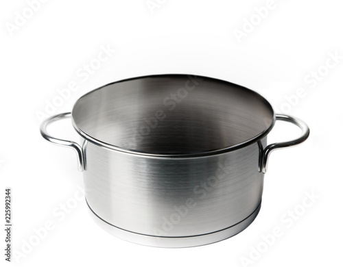 Stainless steel pot open isolated on white
