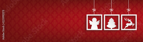 Red Ornaments 3 Frames Christmas Angel Header