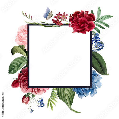 Blank floral frame card illustration