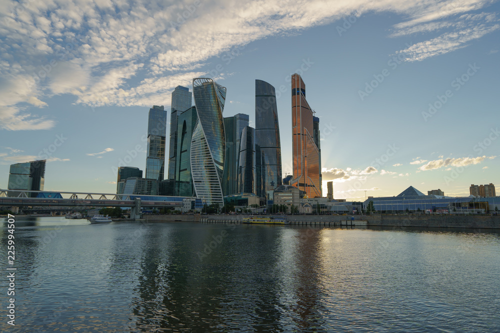 Moscow city image at the sunset. 