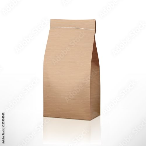Clear Craft Paper Bag Pack Isolated On White