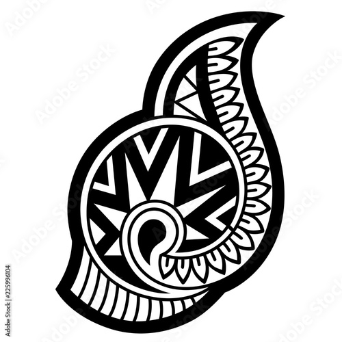 Traditional Ethnic ornament - symbol of the Maori people. Vintage decorative Sacral tribal sign in the Polenesian style for application of tattoo and Moko. photo