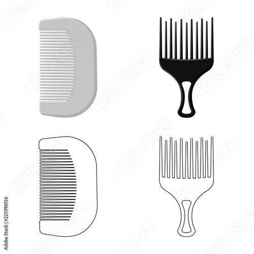 Vector design of brush and hair logo. Collection of brush and hairbrush stock symbol for web.