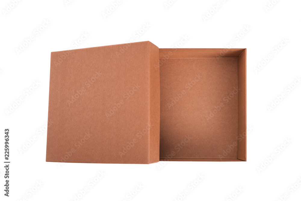 Cardboard box on a white background. Close-up. Cardboard box on a white background. Close-up.