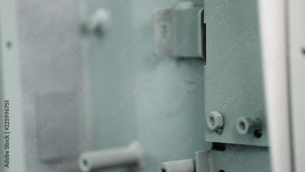 Parts of the locking mechanism. Parts of the locking mechanism of the safe. In assembled form. Are removed at an angle. Are painted. Close up Natural light. Parts of the locking mechanism. Parts of the locking mechanism of the safe. In assembled form. Are removed at an angle. Are painted. Close up Natural light.
