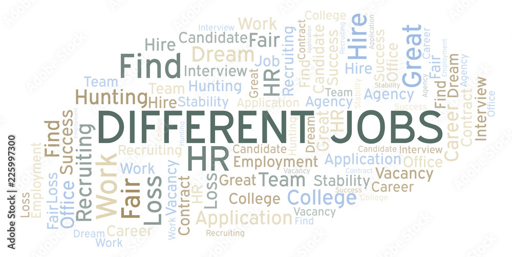 Different Jobs word cloud.