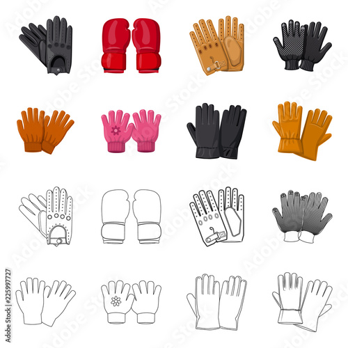 Vector illustration of glove and winter logo. Collection of glove and equipment stock vector illustration.