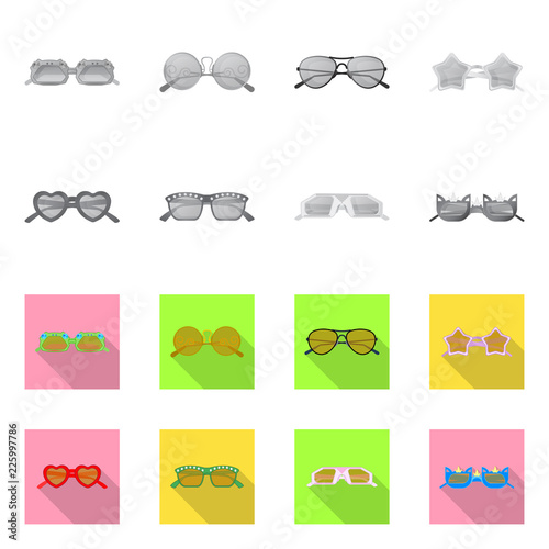 Isolated object of glasses and sunglasses logo. Collection of glasses and accessory vector icon for stock.