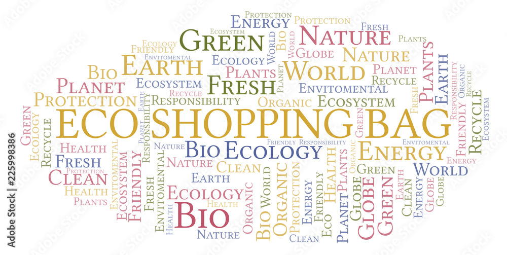 Eco Shopping Bag word cloud.