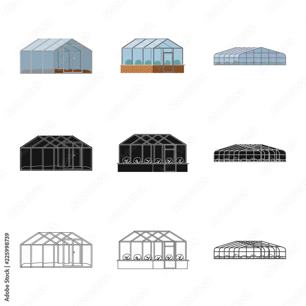 Isolated object of greenhouse and plant logo. Collection of greenhouse and garden vector icon for stock.