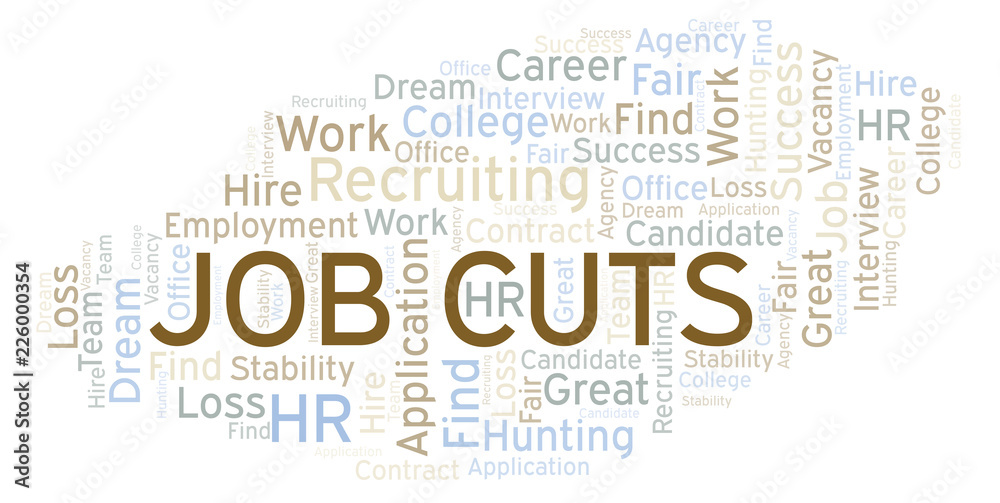 Obraz premium Job Cuts word cloud.