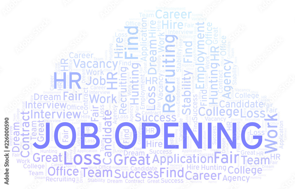 Job Opening word cloud. Job Opening word cloud.