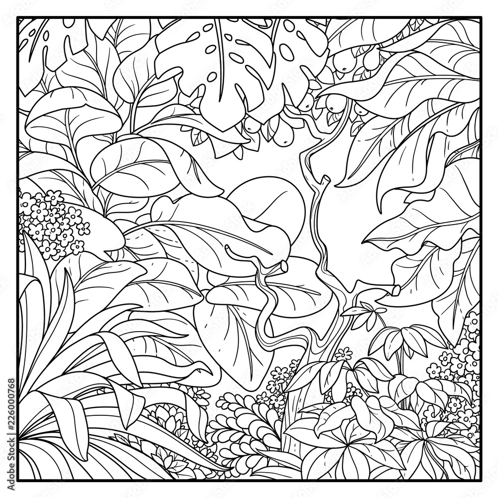 Jungle Background Clipart Black And White