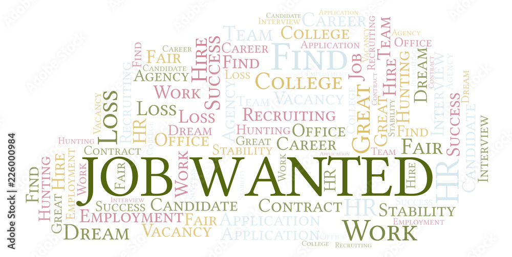 Fototapeta premium Job Wanted word cloud.