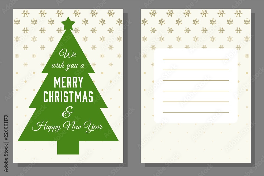 Naklejka premium Christmas greeting or invitation card template, flat design