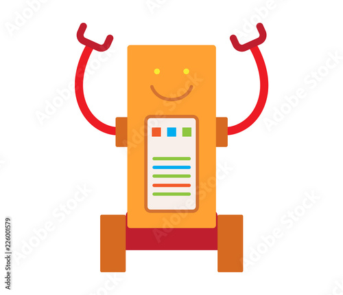 Robot with Long Hands Smile Vector Illustration
