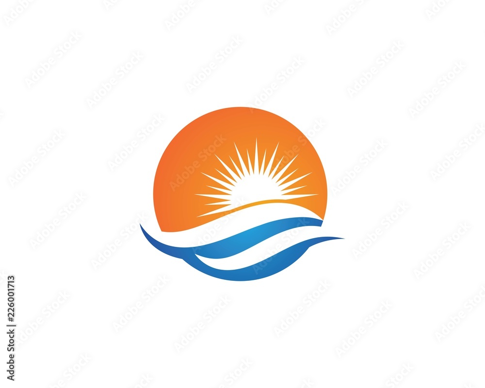Obraz premium Water Wave symbol and icon Logo Template
