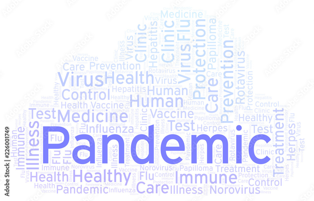 Obraz premium Pandemic word cloud, made with text only.