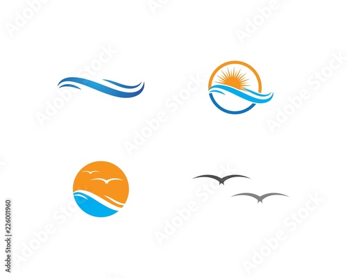 Water Wave symbol and icon Logo Template