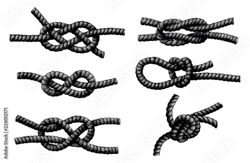 Rope knot hand draw vintage engraving clip art isolated on white background