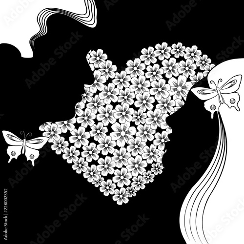 Love card. Black and white