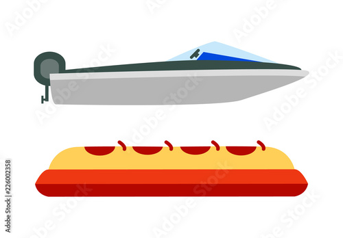 Marine and Banana Boats, Color Vector Illustration