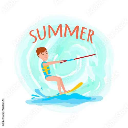 Summer Adventure Poster Kitesurfing Happy Boy