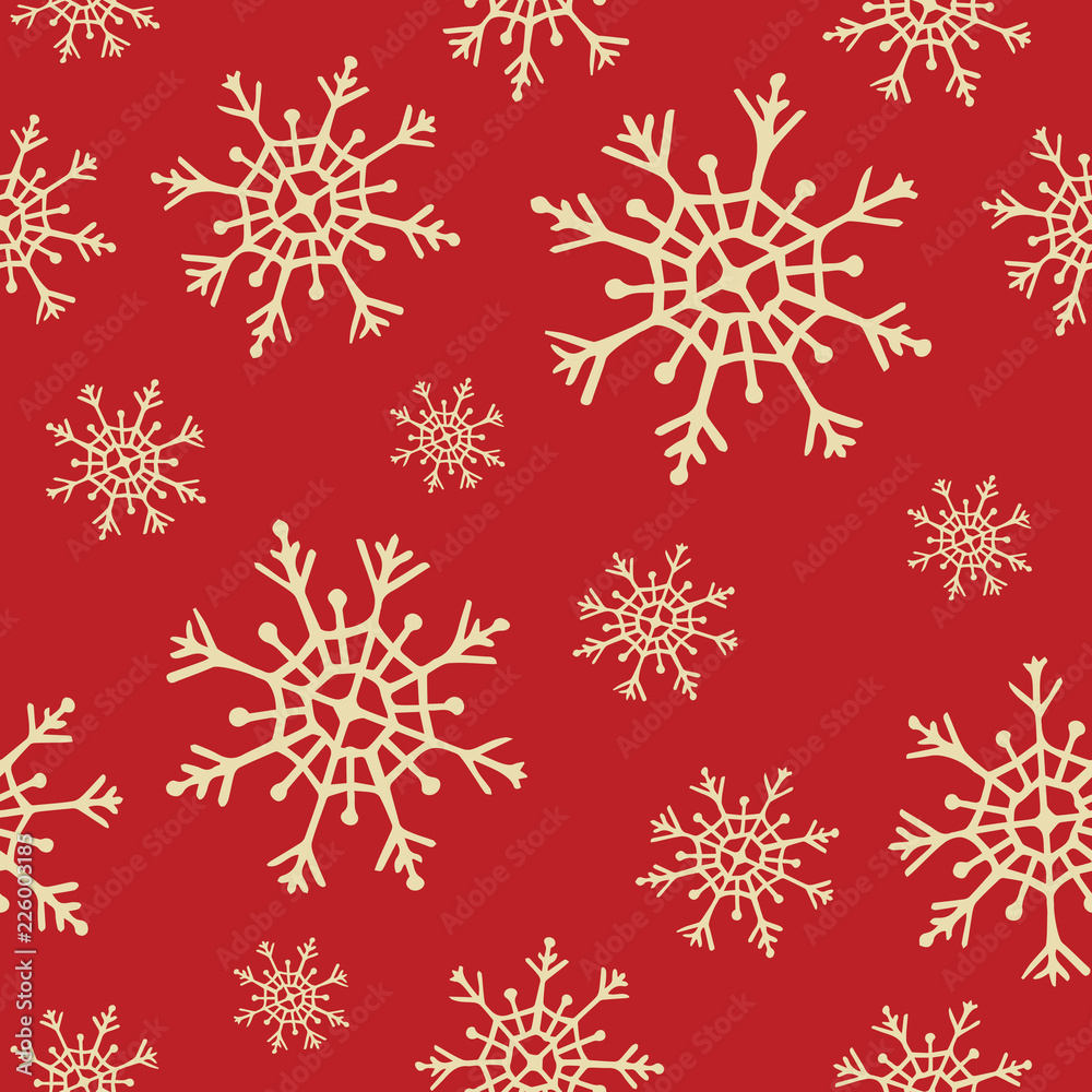 New year and christmas seamless pattern with snowflakes. Winter vector illustration. Festive, holiday red background. New year and christmas seamless pattern with snowflakes. Winter vector illustration. Festive, holiday red background.
