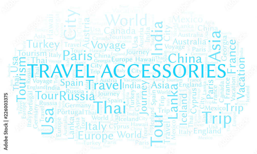 Fototapeta premium Travel Accessories word cloud.