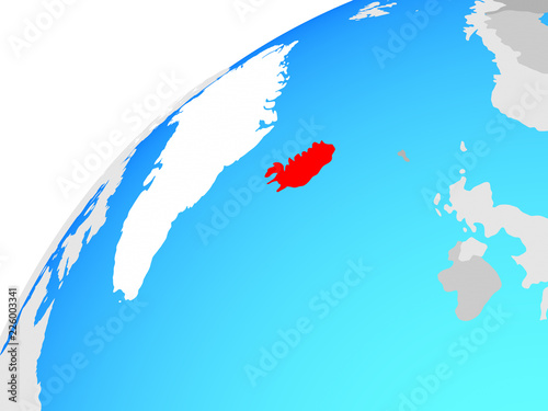 Iceland on globe