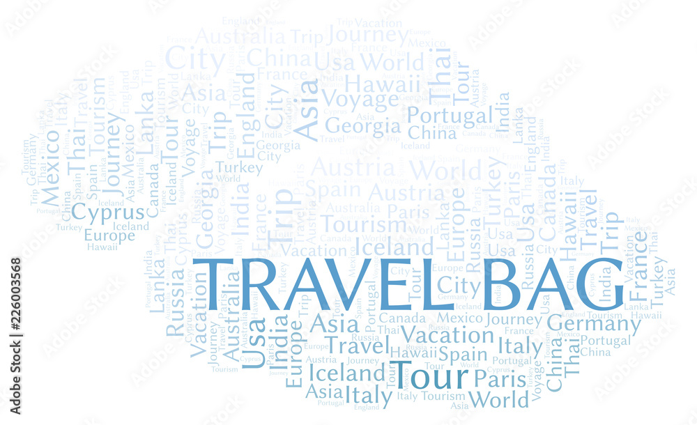 Travel Bag word cloud. Travel Bag word cloud.