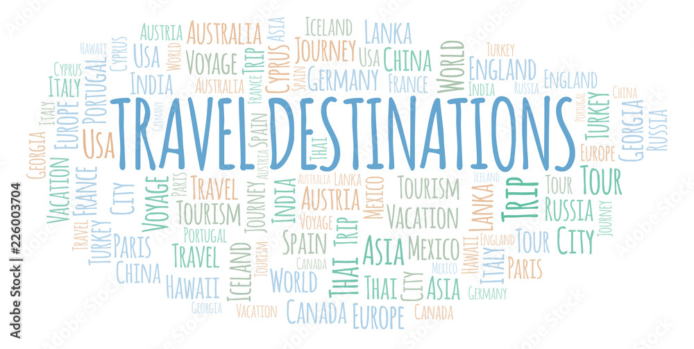 Obraz premium Travel Destinations word cloud.