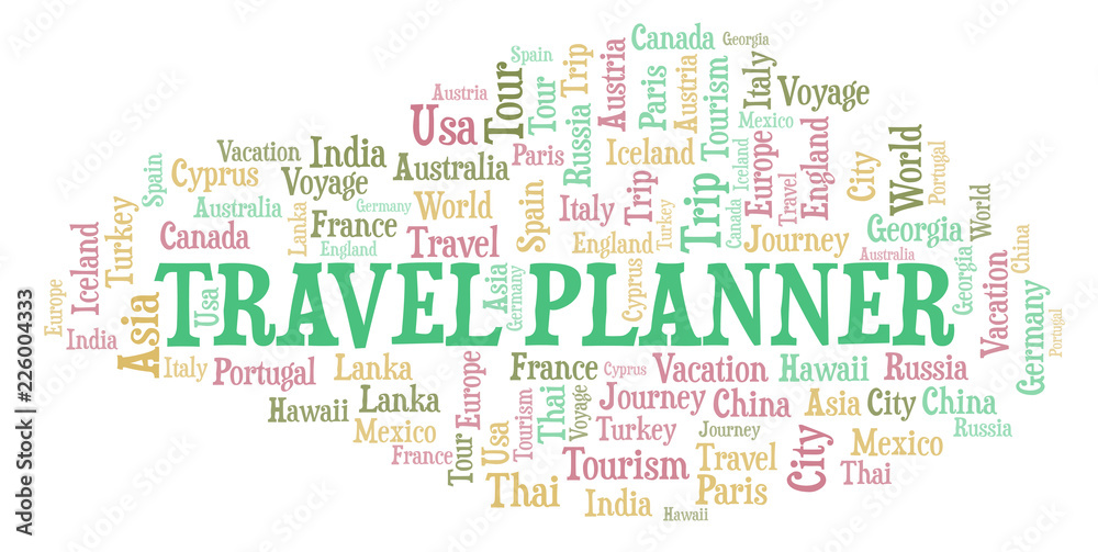 Fototapeta premium Travel Planner word cloud.