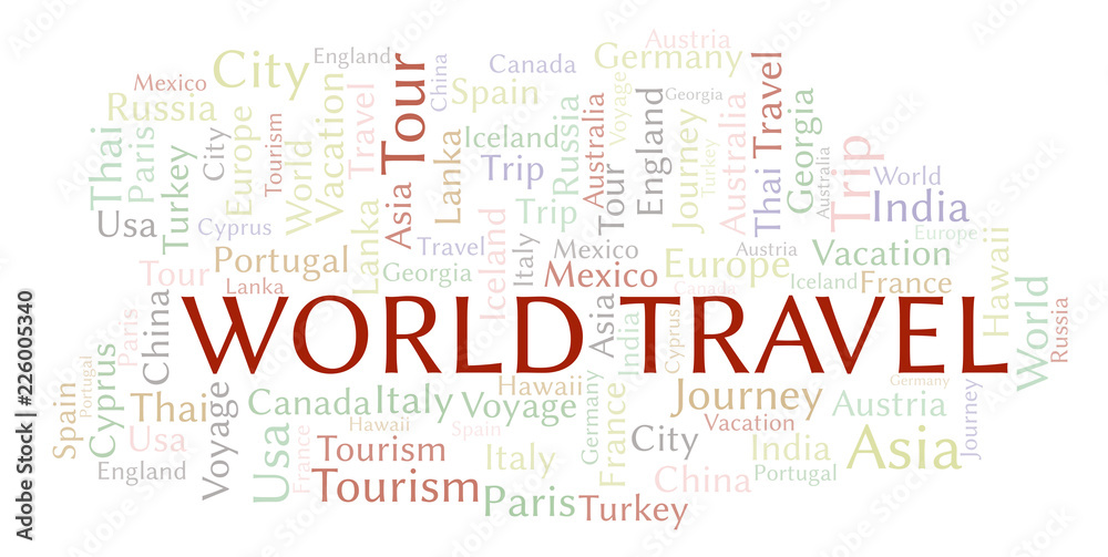 Obraz premium World Travel word cloud.