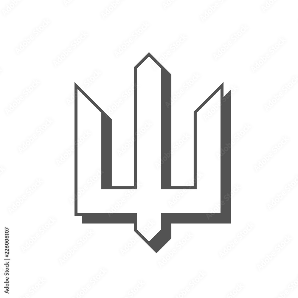 Naklejka Trident simle vector icon. Tryzub emblem.