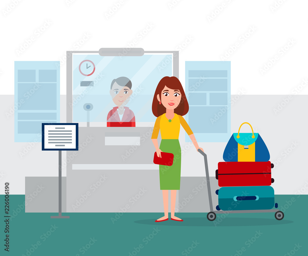 Worker Sitting by Counter Vector Illustration Worker Sitting by Counter Vector Illustration