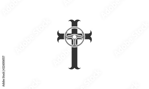 Cross driver black and white logo vector