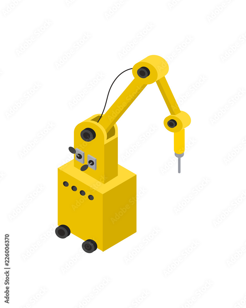 Modern Robot with Hydraulic Hand Vector Banner