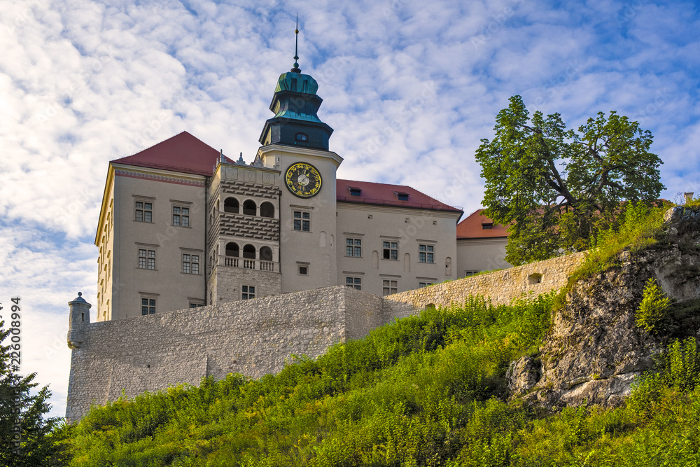 Pieskowa Skala, Poland - Historic castle Pieskowa Skala by the Pradnik river in the Ojcowski National Park