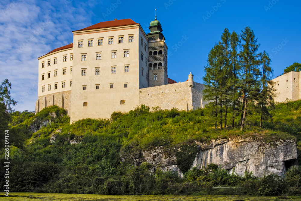 Pieskowa Skala, Poland - Historic castle Pieskowa Skala by the Pradnik river in the Ojcowski National Park