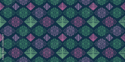 Vintage trendy tribal ethnic pattern with colorful diamond abstract geometric. Vector illustration for fashion wrapping and textile print.