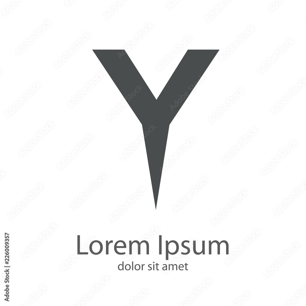 Letra Y con forma de triangulo gris