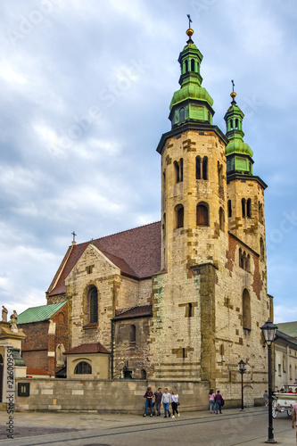 Krakow, Poland - Cracow Old Town, facade of the St. Andrew church at the Grodzka street