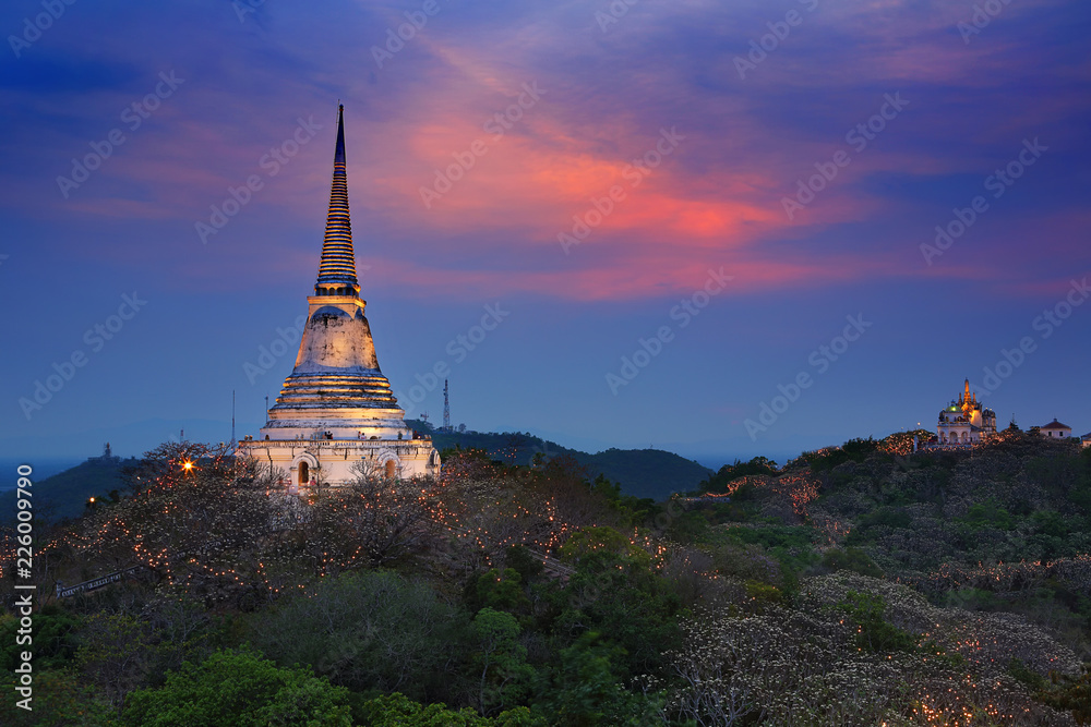 Beautiful night light with Phra Nakhon Khiri on sunset at Phetchaburi, Thailand