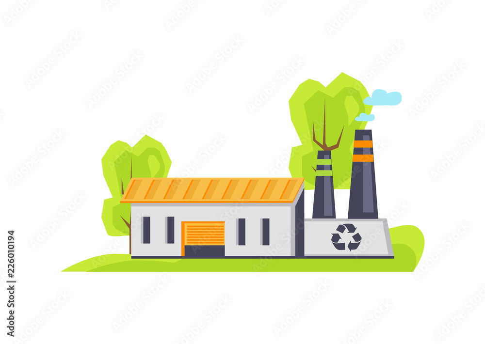 Fototapeta premium Recycling Factory Building Vector Illustration
