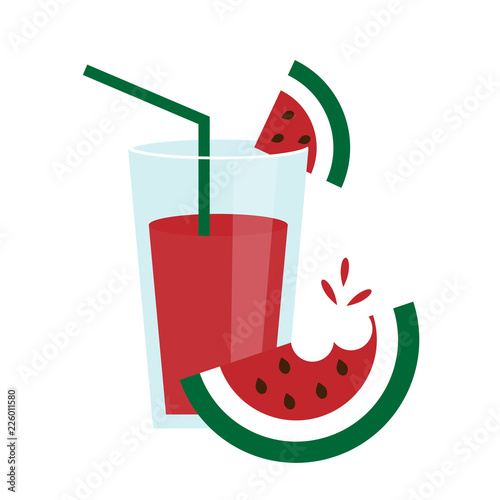 Watermelon juice icon vector illustration in flat style